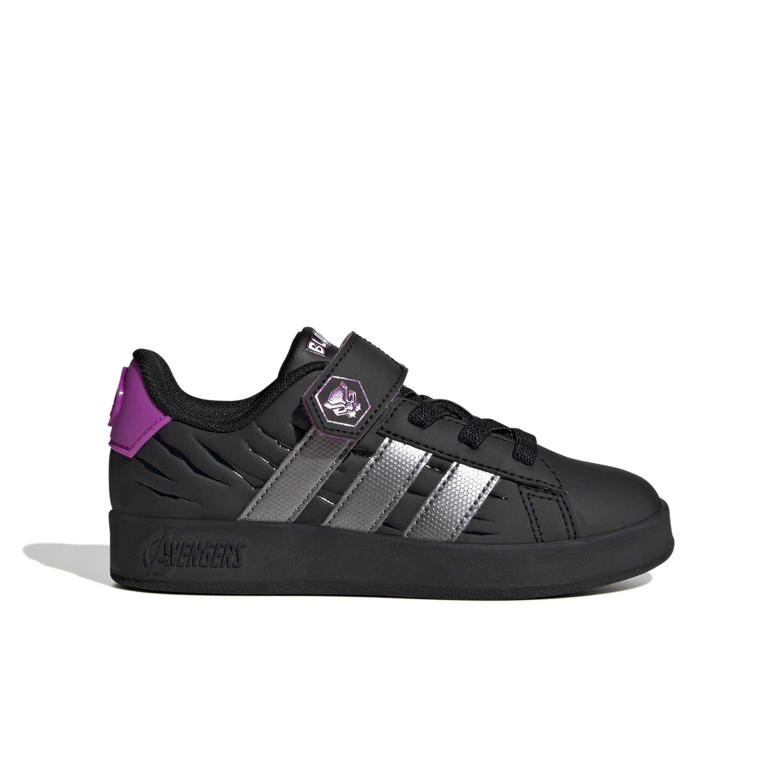 adidas Marvel Avengers Grand Court "Core Black/Iron Metallic/Purple Burst" Preschool Boys' Shoe - BLACK/IRON/PURPLE